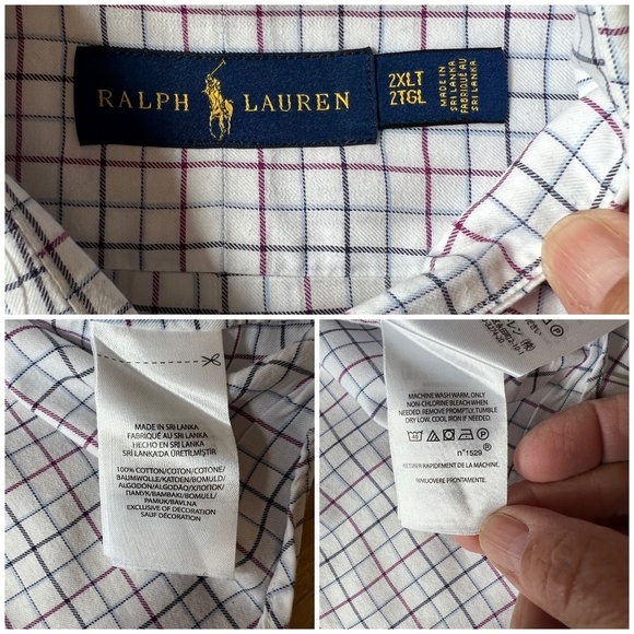 RALPH LAUREN BUTTON DOWN SHIRT 2XLT CHECKED PREPPY OFFICE CLASSIC TIMELESS - Picture 8 of 12